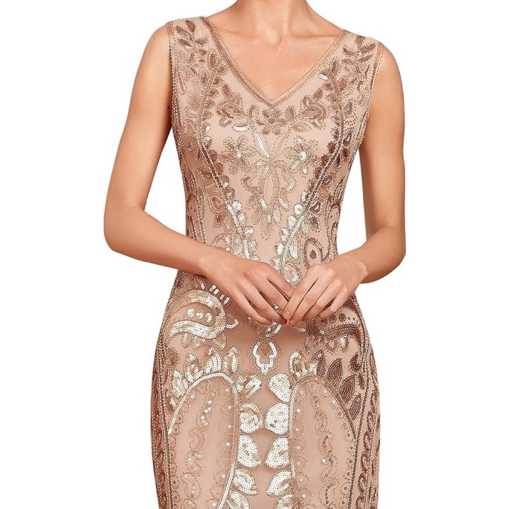 Rose gold flapper style dress new with tags size XL